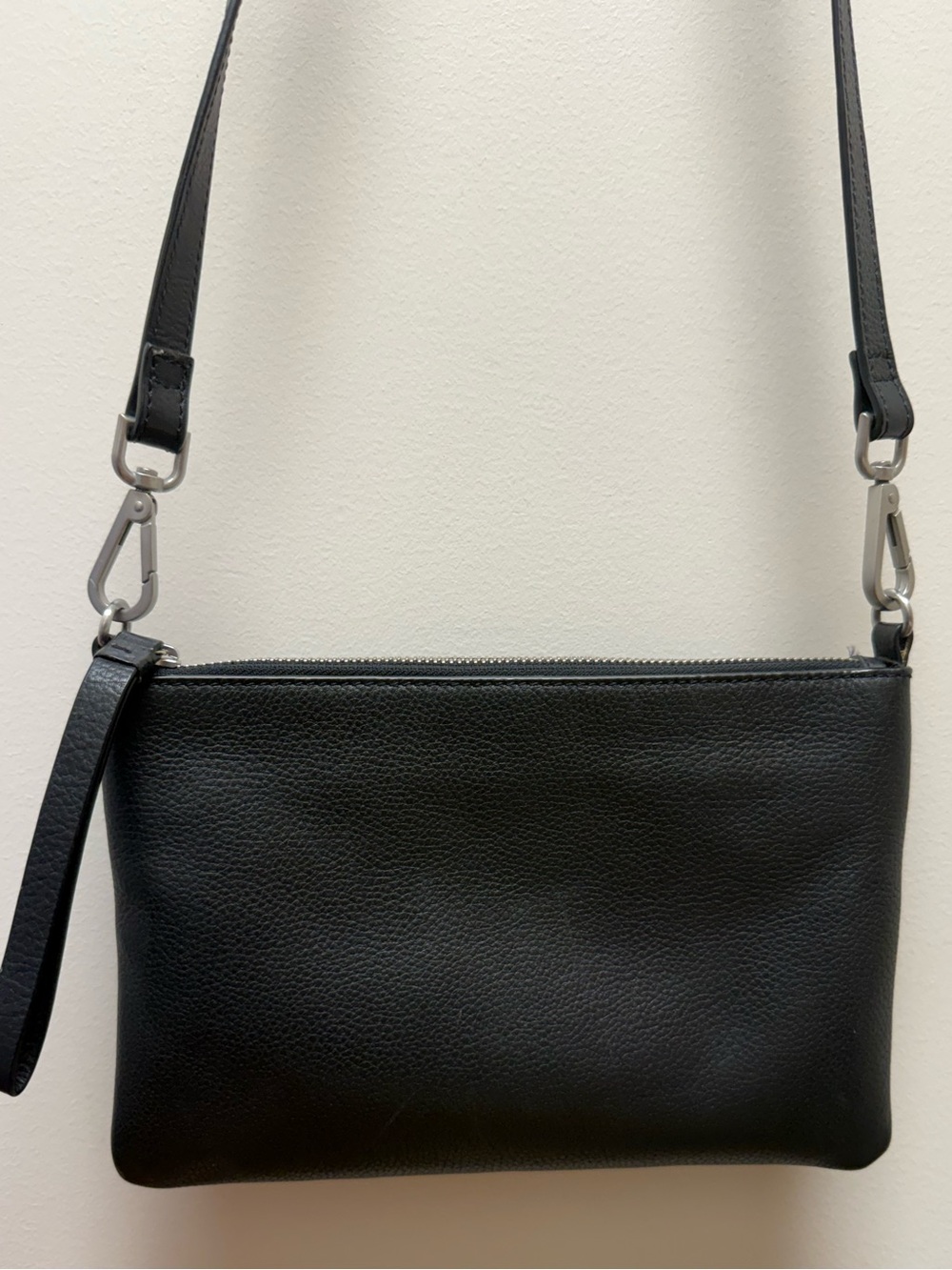 J. Jill Black Leather Crossbody Clutch with Detachable Strap EUC